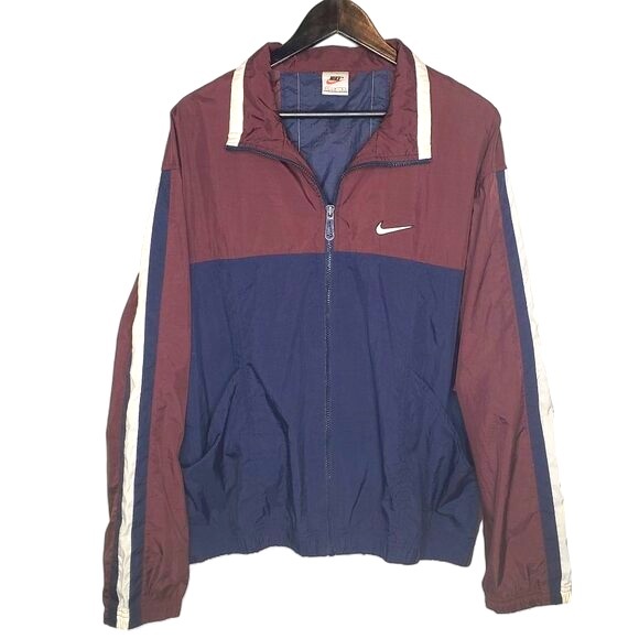 Vintage Nike Mens 90s Vertical Spell Out White Label Windbreaker Jacket L - Picture 1 of 9